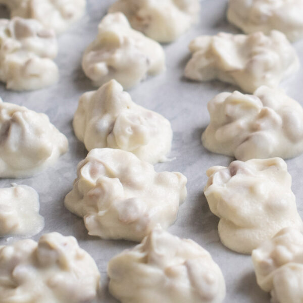 Up close photo of Nut House's White Chocolate Pecan Clusters