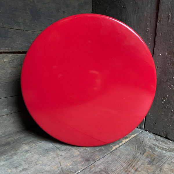 small matte red tin
