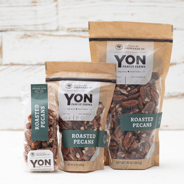 Grouping of all three sizes available of Roasted Pecans